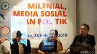 Terutama dalam hal pemanfaatan media sosial sebagai platform komunikasi dan bersosialisasi. Diskusi tersebut antara lain membahas sudut pandang ekonomi yang dikaitkan dengan kontestan pemilihan presiden pada 17 April mendatang dan tantangan generasi milenial. 