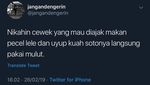 Cuitan Netizen yang Mau Nikahin Cewek Cuek Ketika Makan