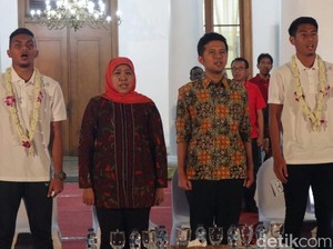 Pulang ke Surabaya, 4 Penggawa Timnas U-22 Disambut Gubernur Khofifah