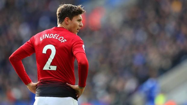 LEICESTER, ENGLAND - FEBRUARY 03: Victor Lindelof of Manchester United  during the Premier League match between Leicester City and Manchester United at The King Power Stadium on February 03, 2019 in Leicester, United Kingdom. (Photo by Catherine Ivill/Getty Images)