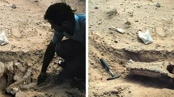 Foto ini memperlihatkan para arkeolog berhasil menemukan kerangka manusia. Tak heran, foto seperti ini akan viral di dunia maya. Faktanya, foto-foto ini adalah palsu. (Foto: Boredpanda)