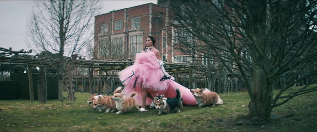 Danielle Jonas, istri dari Kevin Jonas memakai gaun tulle putih, lalu mengubah penampilannya dengan gaun pink Giambattista Valli yang dipadankan bersama sarung tangan. Foto: Dok. YouTube/The Jonas Brother