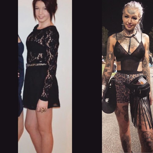 Penampilan si manusia naga ini jadi terlihat seram. Padahal dulunya sebelumnya ia mengubah penampilannya, dia adalah wanita cantik jelita. Foto: dok. Instagram (@amber__luke)