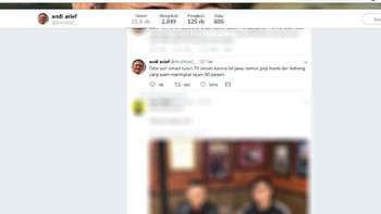 Andi Arief juga pernah mencuit tentang Tol Trans Jawa yang disebutnya justru menurunkan omset pengusaha telur asin. Istimewa/Dok. Twitter Andi Arief.