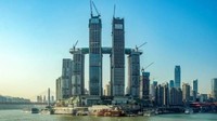 Empat gedung pencakar langit di bawah The Crystal pun dibuat sedikit miring, menyerupai layar perahu zaman perdagangan di Kota Chongqing (dok Capitaland)