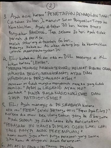 Isi Lengkap Surat Ahmad Dhani untuk El Rumi yang Disita Polisi