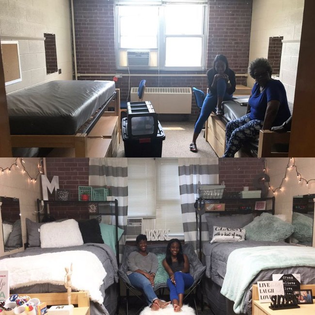 Anda dengan teman kosan bisa saling berbagi ide untuk membuat kamar lebih nyaman tapi juga menarik. Transformasi kamar kecil ini bisa dijadikan inspirasi. Anda bisa menambah banyak banyak bantal, menambah lampu-lampu, hingga memilih gorden yang cantik. Foto: Instagram/Twitter/YouTube