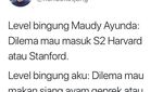 Maudy Ayunda Dilema Pilih S2, Ini Cuitan Kocak Netizen Saat Dilema Pilih Makanan