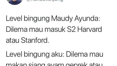 Maudy Ayunda Dilema Pilih S2, Ini Cuitan Kocak Netizen Saat Dilema Pilih Makanan