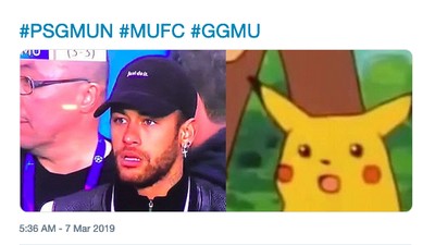 Ada Neymar Tiru Pikachu dalam Ragam Meme MU Singkirkan PSG