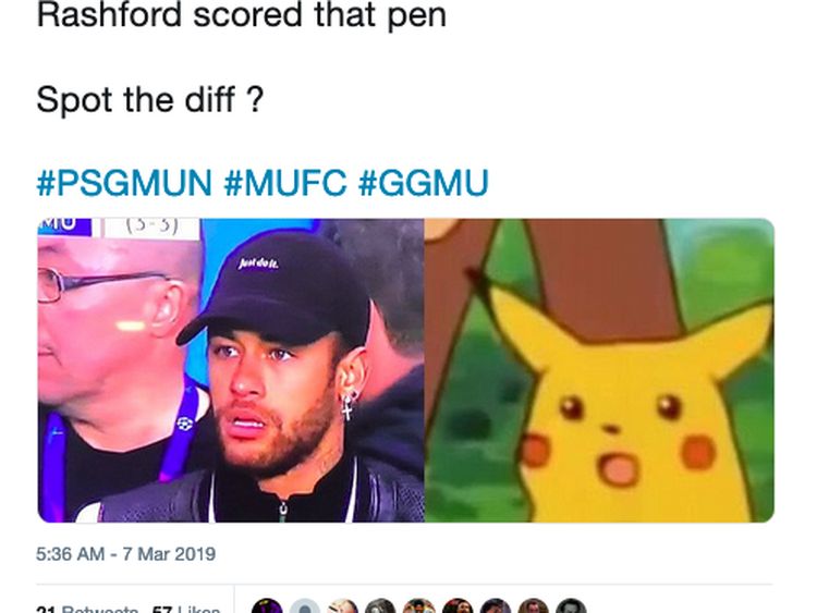 Ada Neymar Tiru Pikachu dalam Ragam Meme MU Singkirkan PSG