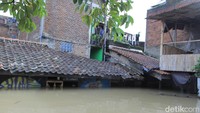 Pantauan detikcom, Kamis (7/3/2019), banjir yang menerjang Kampung Bojongasih, Desa Dayeuhkolot, Kecamatan Dayeuhkolot, ketinggian airnya bervariasi mulai sebetis orang dewasa hingga atap rumah warga. 