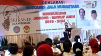 Deklarasi dukungan untuk Jokowi-Maruf kemudian dipimpin Ketua Srikandi Jala Nusantara Upik Achmad Rifai. 