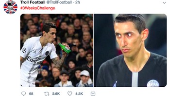 Tak sedikit pula yang meledek bintang PSG lain, Angel Di Maria. Itu jadi balasan fans MU atas sikap Di Maria dalam partai leg pertama sebelumnya. (Foto: Internet/Twitter)