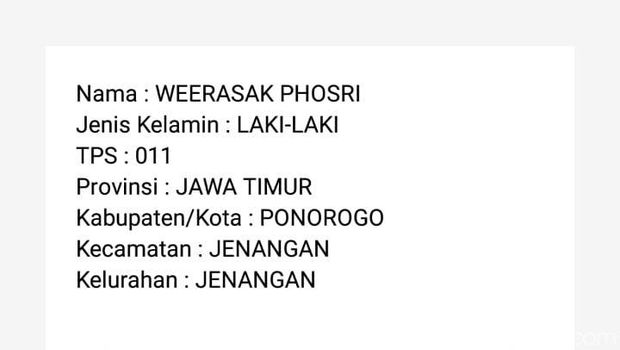 WNA asal Thailand yang masuk DPT