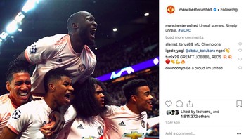 Para pemain MU tak dadat menahan kegembiraannya. Foto: Instagram