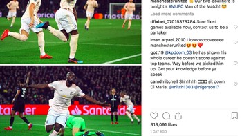 Tampak aksi Romelu Lukaku yang mencetak dua gol dalam pertandingan itu. Foto: Instagram