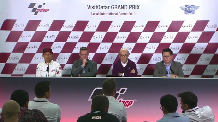 Presentasi MotoGP Indonesia di Qatar, Sabtu (9/3/2019). (Foto: Screenshot MotoGP) Presentasi MotoGP Indonesia di Qatar, Sabtu (9/3/2019). (Foto: Screenshot MotoGP)