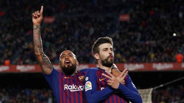 Gerard Pique sukses mencetak gol penyama kedudukan.