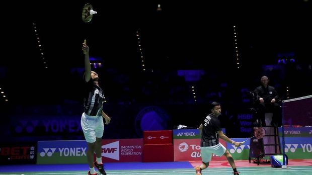 Fajar/Rian saat tampil di All England 2019. (