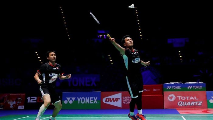 Hendra Setiawan/Mohammad Ahsan juara All England 2019. (Andrew Boyers/Reuters) Hendra Setiawan/Mohammad Ahsan juara All England 2019. (Andrew Boyers/Reuters)