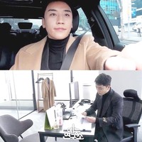 Selain sebagai penyanyi, Seungri dikenal sebagai pengusaha. Salah satu bisnisnya yang paling sukses adalah kedai ramen Aori. Ketika datang ke kantor, Seungri pun tetap bergaya dandy dengan jas. Foto: Instagram/Fansite