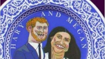 Pembeli ini membeli piring secara online yang dikirim dari Brazil, begitu tiba gambar kedua pasangan kerajaan Inggris Harry dan Meghan tampak  mengerikan. (Foto: Boredpanda)