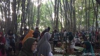 Sesuai namanya Pasar Papringan berada di bawah kerimbunan pohon bambu. Keberadaan Pasar Papringan ini viral dari media sosial (Eko Susanto/detikcom)