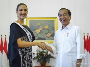 Lucu! Ketemu Miss Universe 2018, Jokowi Salah Tingkah