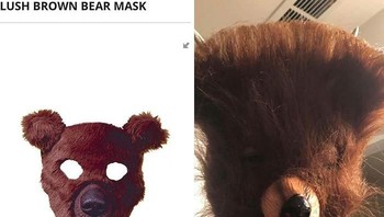 Hiiiii, pesan topeng beruang biar kelihatan lucu, eh begitu barangnya tiba malah bikin takut orang. (Foto: Boredpanda)