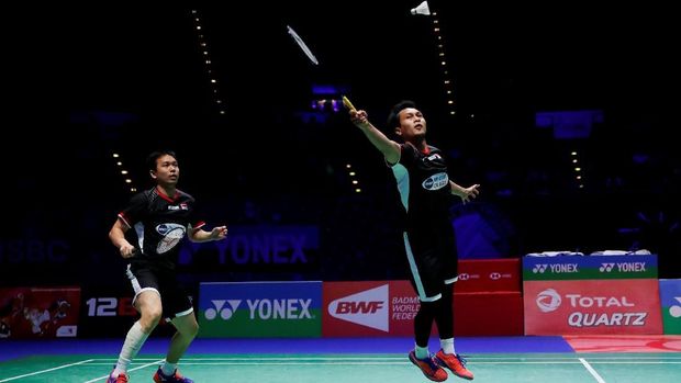 Ahsan/Hendra mengalahkan Lee/Wang di perempat final Selandia Baru Terbuka 2019. (