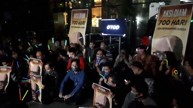 Suasana aksi diam 700 detik Wadah Pegawai KPK.