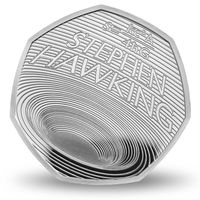 Koin 50p di Britania Raya edisi khusus untuk memeringati Stephen Hawking.