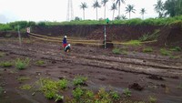 Tim arkeolog sudah membuat peta penggalian di bagian permukaan atas dari struktur bata batu kuno yang sebelumnya ditemukan. Istimewa/Jasa Marga.