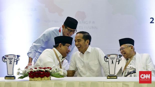 Prabowo Subianto, Sandiaga Uno, Joko Widodo, dan Ma'ruf Amin.