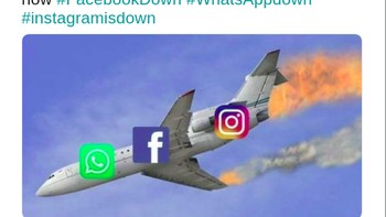 Ketiga aplikasi down diibaratkan dengan pesawat jatuh. (Foto: Twitter)