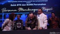 Bank BTN merangkul stakeholder BUMN yang bergerak di bidang perumahan untuk saling bekerjasama guna menurunkan angka defisit atau backlog perumahan di Indonesia.