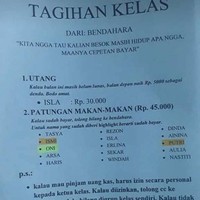 Jika banyak orang yang meminjam uang, coba buat daftar dan aturan seperti berikut. Jangan lupa sertakan konsekuensi kalau tidak membayar dan tata cara meminjam uang seperti pada patungan kelas ini. Foto: ist