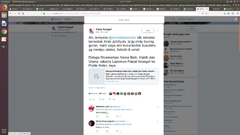 Dilaporkan ke Polisi, Faizal Assegaf Terus Serang Anies di Twitter Dilaporkan ke Polisi, Faizal Assegaf Terus Serang Anies di Twitter
