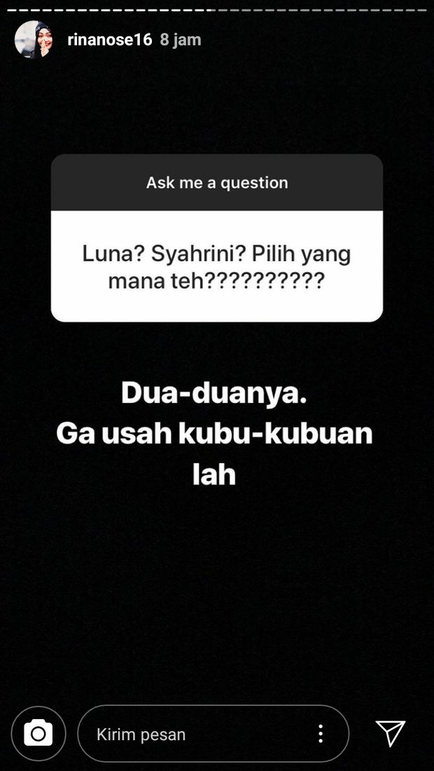 Luna Maya atau Syahrini, Rina Nose Pilih Mana?