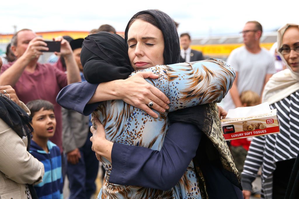 WELLINGTON, NEW ZEALAND - MARCH 17: Prime Minister Jacinda Ardern arrives at the Kilbirnie Mosque on March 17, 2019 in Wellington, New Zealand. 50 people are confirmed dead and 36 are injured still in hospital following shooting attacks on two mosques in Christchurch on Friday, 15 March. The attack is the worst mass shooting in New Zealand's history. (Photo by Hagen Hopkins/Getty Images)