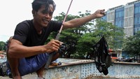Tak jarang, ada pula warga yang bukannya dapat ikan malah dapat sampah saat memancing di kali tersebut.