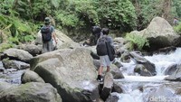 Butuh trekking sekitar 30 menit dari air terjun Sendang Gile ke air terjun Tiu Kelep. Menaiki anak tangga, melewati sungai (Afif Farhan/detikTravel)