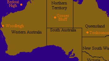 4. Kawah Woodleigh: Kawah ini tidak terlihat dari permukaan dan diameter persisnya belum diketahui, perkiraannya antara 40 sampai 120 kilometer. Terletak di Australia Barat, asteroid menerjang wilayah ini pada 364 juta tahun silam. Foto: Istimewa