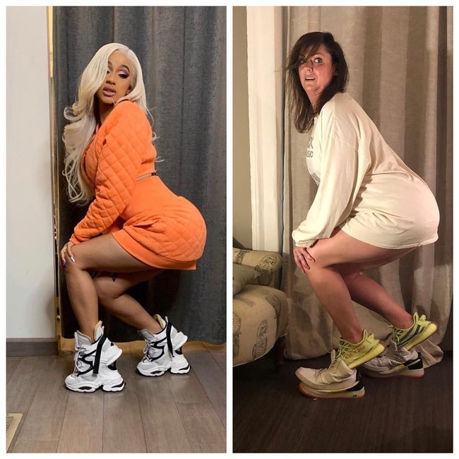 Celeste Barber menjadi viral berkat foto parodinya menirukan pose seksi selebriti, seperti Kim Kardashian, Bella Hadid, Cardi B hingga Kourtney Kardashian. Foto: Dok. Instagram @celestebarber