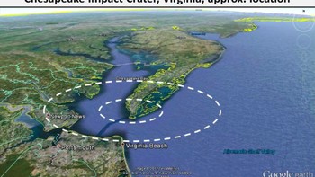 10. Kawah Chesapeake Bay: Diestimasi 35 juta tahun silam, astroid menghantam Virgina, Amerika Serikat. Ditemukan tahun 1980-an, kawah ini berlokasi sekitar 201 kilometer dari Washington. Lebarnya diperkirakan 85 kilometer. Foto: istimewa