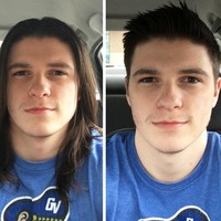 Pria ini pasti tidak menyesal sudah pergi ke salon. Potongan rambut pendek terlihat lebih cocok untuknya. Foto: poopydoop121/reddit  