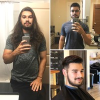 Wajah manis pria ini sebelumnya seperti tertutup oleh rambut yang sangat panajng. Setelah dipotong, ia seperti pria yang berbeda. Foto: KumarChhabra/reddit  