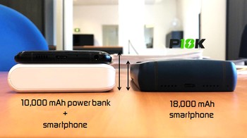 Repot bawa-bawa ponsel + power bank? Berkat Energizer Power Max P18K Pop, tak perlu lagi begitu. Masih lebih ringkas pula lho! (Foto: Dok. Avenir Telecom via Indiegogo)