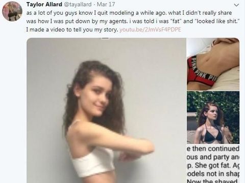 Taylor Allard bertubuh kurus dengan berat hanya 43 kg.